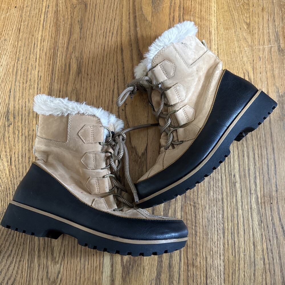 JBU by Jambu Women's Brunswick Faux Fur Snow Boots Size 6M TAN Winter Warm